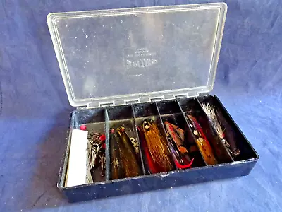 Vintage Record Lure Box + Collection Of Vintage Tube Flies And Hooks • $32.82