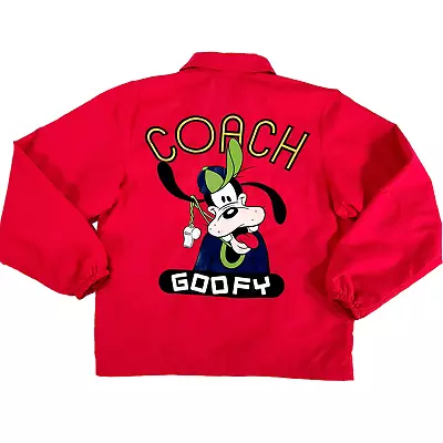 $39.99 • Buy Vintage Disney Originals Jacket Coach Goofy Red Neon Nylon Size S Full Zip