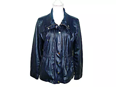 Erin London Sheen Shiny Faux Leather Like Lightweight Fashion Jacket Coat Sz M/L • $26.97