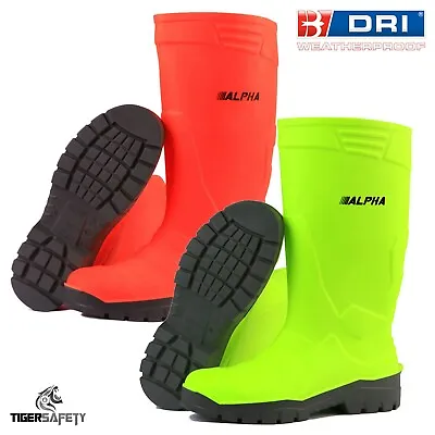 B-Dri Fluorescent High Visibility Hi Viz Steel Toe Safety Wellingtons Wellies • £29.99