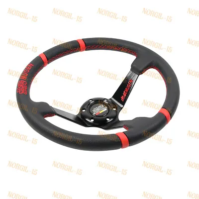 13.5  MUGEN Racing Red Stitching Leather 3.5  Deep Dish Sport Steering Wheel New • $73.04