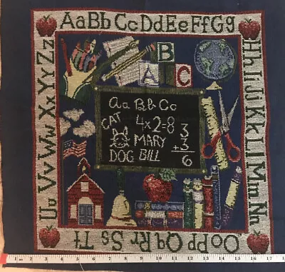 Teacher School ABC Sampler Tapestry Fabric Pillow Tote Bag Square • £4.82