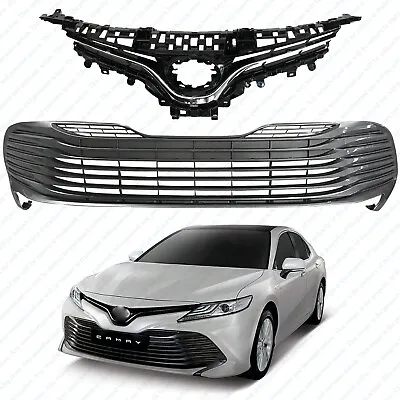 For 2018 2020 Toyota Camry LE XLE Front Bumper Upper Lower Grille Chrome Trim • $111.95