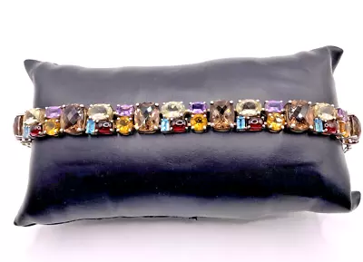 Approx. 66 Ct. Multi-Gemstone Bracelet W/36 Gemstones 7.5  925 Sterling  Silver • $450