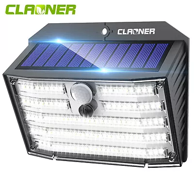 CLAONER 126 LED Solar Wall Lights PIR Motion Sensor Outdoor Garden Security Lamp • $6.99