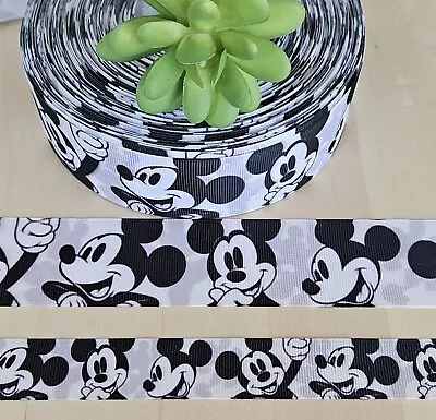 7/8 & 1.5  (1 YD) Mickey Mouse Grosgrain Ribbon Disney Hair Bow Lanyard Ribbon • $1.35