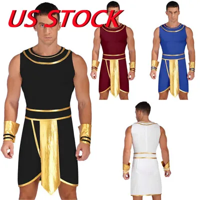 US Men Ancient Greek Lingerie Toga Halloween God Warrior Cosplay Fancy Dress • $17.33