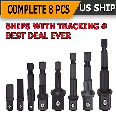 8X Socket Adapter Impact Hex Shank Drill Bits Power Extension Bar 1/4 3/8 1/2 • $6.49