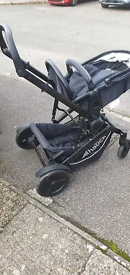 Hauck Duett 2 Double Tandem Baby Pushchair Twin Stroller - Black • £60