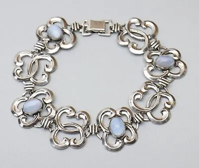 6.7  WE Richards WRE Simulated Moonstone Vintage Sterling Silver Bracelet 17.9g • $64.95