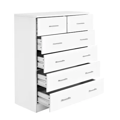 Artiss Tallboy Dresser Table 6 Chest Of Drawers Cabinet Bedroom Storage White • $156.68