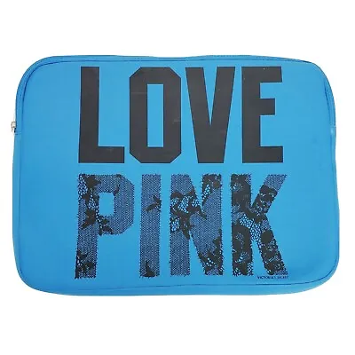 Victorias Secret LOVE PINK Laptop Sleeve/Case Blue W/ Black Letters SUPER CUTE! • $22