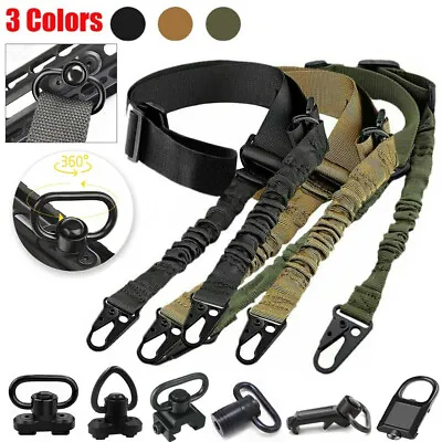 Tactical 2 Point Adjustable Rifle Sling Strap + M-LOK 45 Degree QD Swivel Mounts • $8.99