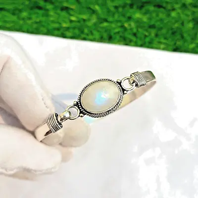 Rainbow Moonstone Gemstone 925 Sterling Silver Handmade Cuff Bracelet • $12.74