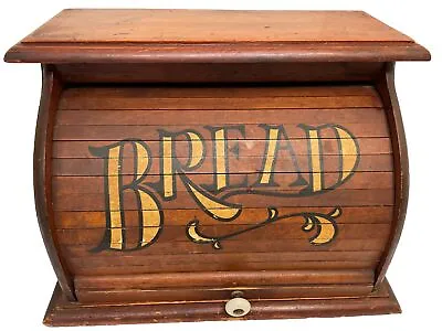 Vintage Original Old Country Kitchen Roll Top  Breadbox Heavy Wood 18x11 1/4x12 • $50