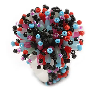40mm Diameter/Blue/Black/Red/Pink Acrylic/Glass Bead Daisy Flower Flex Ring - • £9.99