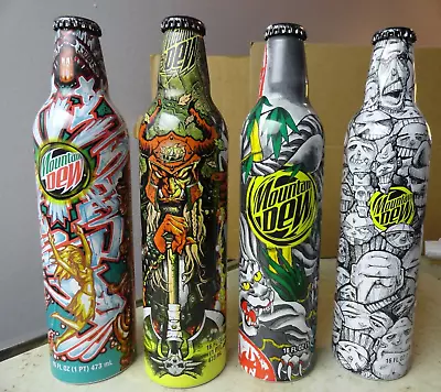 4 Mountain Dew Green Label Art Aluminum Bottles Cans 16 Oz 2008 Unopened D/S • $49.99