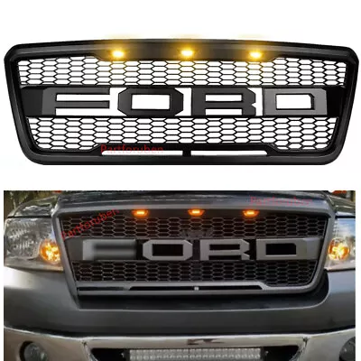 Front Grille For 2004-08 Ford F150 Raptor Style Mesh Grill W/LEDs Matte Black • $101.69