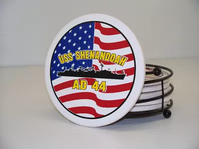 USS SHENANDOAH AD 44 Ceramic Coasters Set W / Holder USN Navy Military  • $19.99