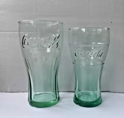 2 Coca Cola Pub Glasses In Very Good Condition- Pale Green Glass- 80s? • £3.95