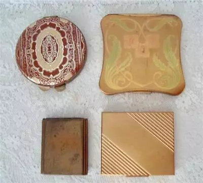 Lot Of 4 Vintage 1920's - 50's Compacts - ELGIN AMERICAN Leather & 2 Others • $19.99