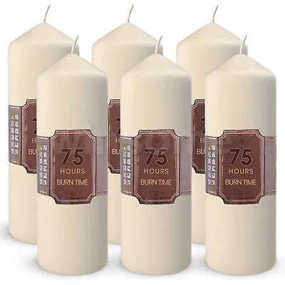 Unscented Large Round Classic Church Pillar Table Candles 75Hours Long Burn Time • £7.30