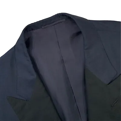 VTG 40 R Kiton 100 % Silk Navy Blue / Black Peak Lapel 1 Button Tuxedo Jacket • $595