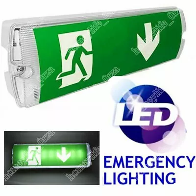 Fire Exit Emergency Ceiling Wall Light LED Maintained Illuminated Bulkhead Sign • £12.69