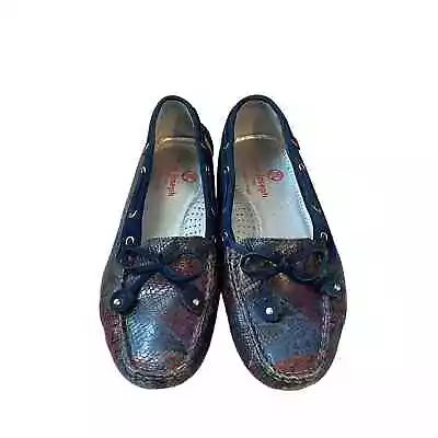 Marc Joseph New York Cypress Hill Leather Moccasins 7 Snakeskin Bow • $39.98