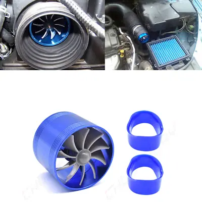 Blue Turbonator Turbo Short Ram Cold Air Intake Fuel Gas Saver Single Fan • $13.99
