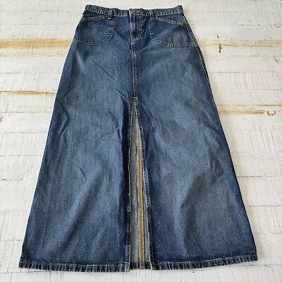 Vintage Polo Jeans Ralph Lauren Denim Maxi Skirt Size 8 Round Patch Pockets Y2K • $42.49