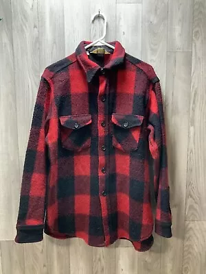 Woolrich Mens Vintage Red Buffalo Plaid Wool Shirt Jacket Large • $59.99