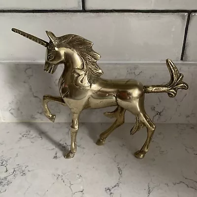 Vintage Solid Brass UNICORN Mystical Figurine Statue Figure -6.5  Tall Bohemian • £15