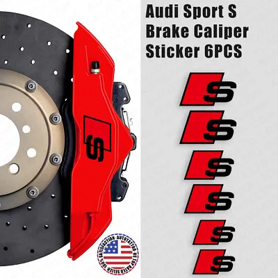 For Audi S Sport Car Wheels Brake Caliper Sticker 3D Decal Logo Decoration Black • $12.99