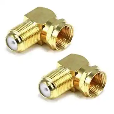 2pc 90 Degree Right Angle Gold Plated F RG59 RG6U Coaxial Coax Connector Adapter • $4.39