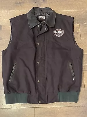 2014 NFR PRCA Pro Rodeo Wrangler Duck Canvas & Leather Vest 2XL • $129.99