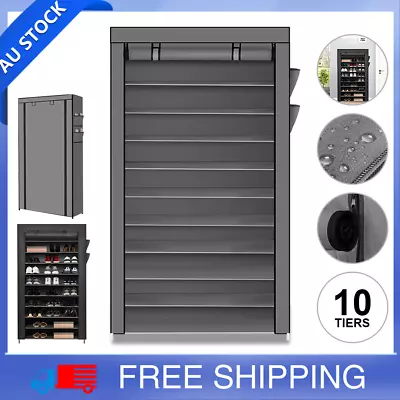 $24.69 • Buy Levede Shoe Rack Fabric Storage Cabinet Cover Shelf Organiser 10 Tier 50 Pairs