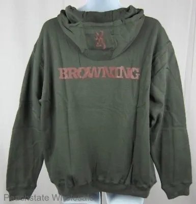 Mens NWT Browning Buckmark Billboard Hoodie Sweatshirt Loden Green Size L • $39.99