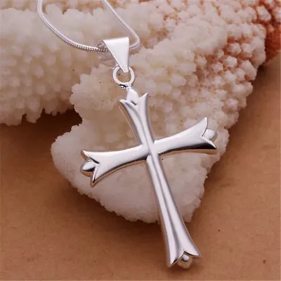 Men Womens 925 Sterling Silver Cross Pendant 18 Or 20  Snake Chain Necklace N135 • $10.99