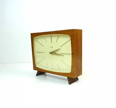 Very Rare Original 60s Mid Century Teak Desk Chimny Clock By Mauthe Germany • $718.06