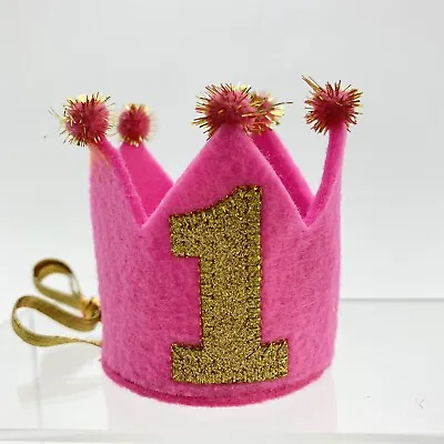 Mud Pie Baby Girl 1st Birthday Crown Pink Princess Tiara Headband First Birthday • $14.95