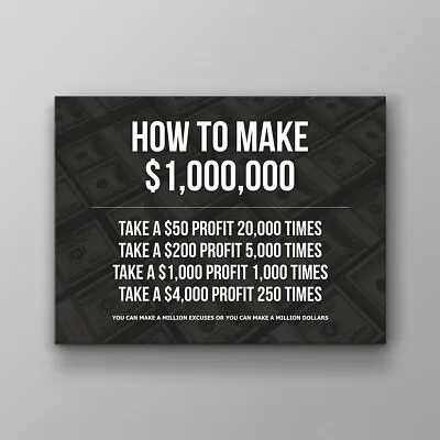 How To Make 1000000 Dollars Motivational Money Canvas Print Office Decor Cash  • $199.95