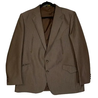 Mesquite Niver Western Wear Blazer Mens 46R Brown Sport Coat VTG Cowboy Texas • $36.06