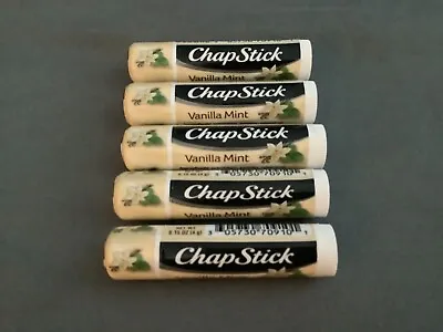 ~ 5 Tubes Sealed New Chapstick Vanilla Mint Lip Balm .15 Oz  ~ • $19.99