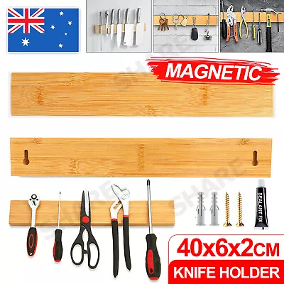 Knife Magnet Holder Cutlery Bamboo Rack Block KitchenStorage Stand  Tool • $20.95