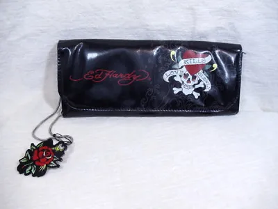 Black Ed Hardy Christian Audigier Clutch Handbag Love Kills Slowly NWT • $28