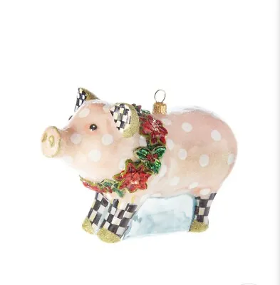 Brand New Mackenzie Childs Polka Dot Pig - Glass Ornament • $98