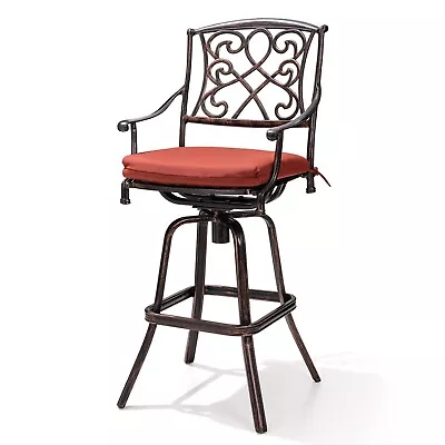 1 Pc Duty Cast Aluminum Frame  Sunbrella Cushion Counter Height Swivel Bar Stool • $266.99