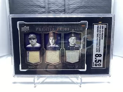 SGC 8.5 28 Upper Deck Premier Babe Ruth Joe Dimaggio Roger Maris Tri Jersey /25 • $1250