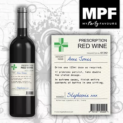 £2.50 • Buy Personalised Birthday Prescription Bottle Label - Wine Gin Vodka Whisky Prosecco